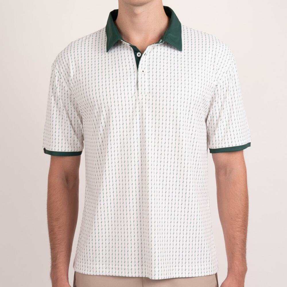 SWANNIES GOLF Mens Miles Polo Short Sleeve Hunter‎ Green White Size XXL